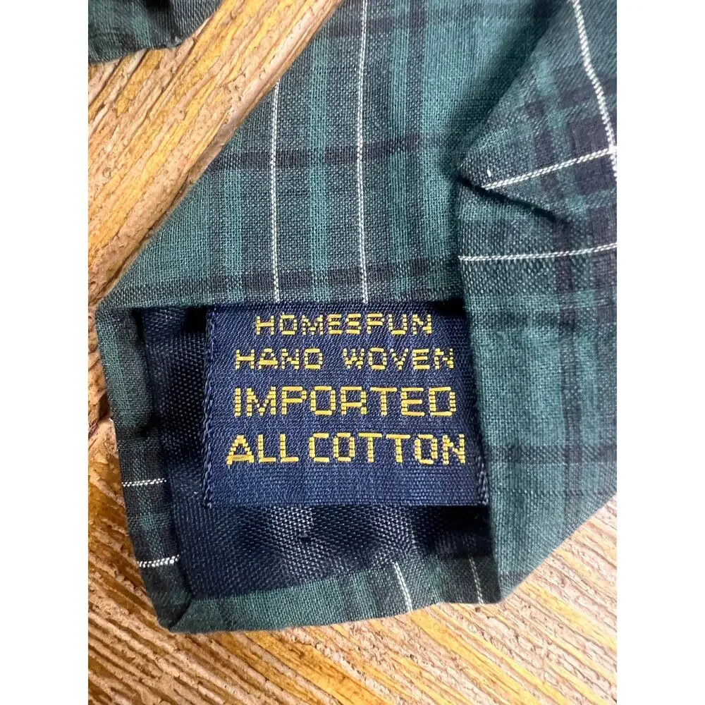 Vintage Cambridge Classics The Varsity Shop Cotton Tartan Plaid Tie Hand Woven